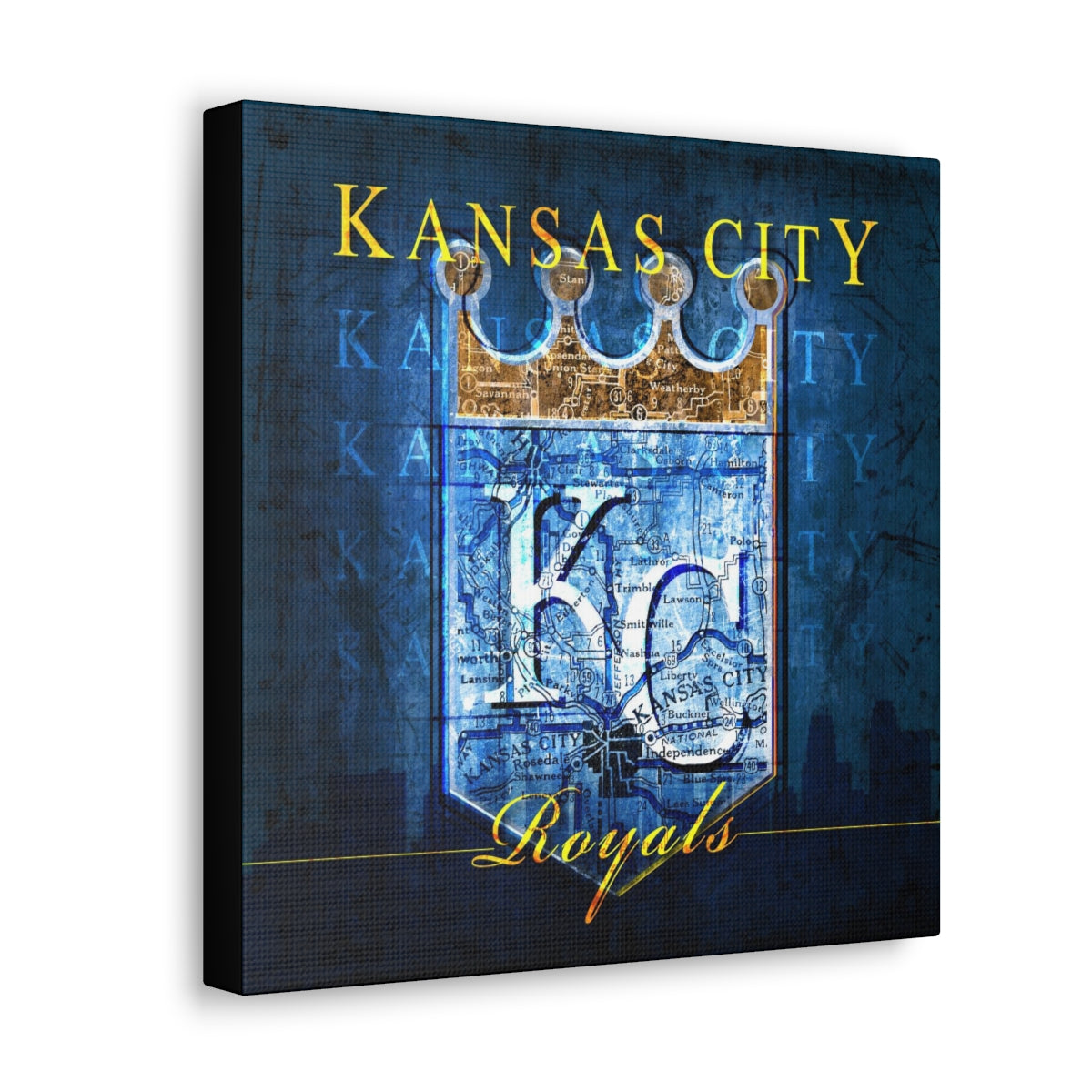 Kansas City Royals Vintage Canvas Map