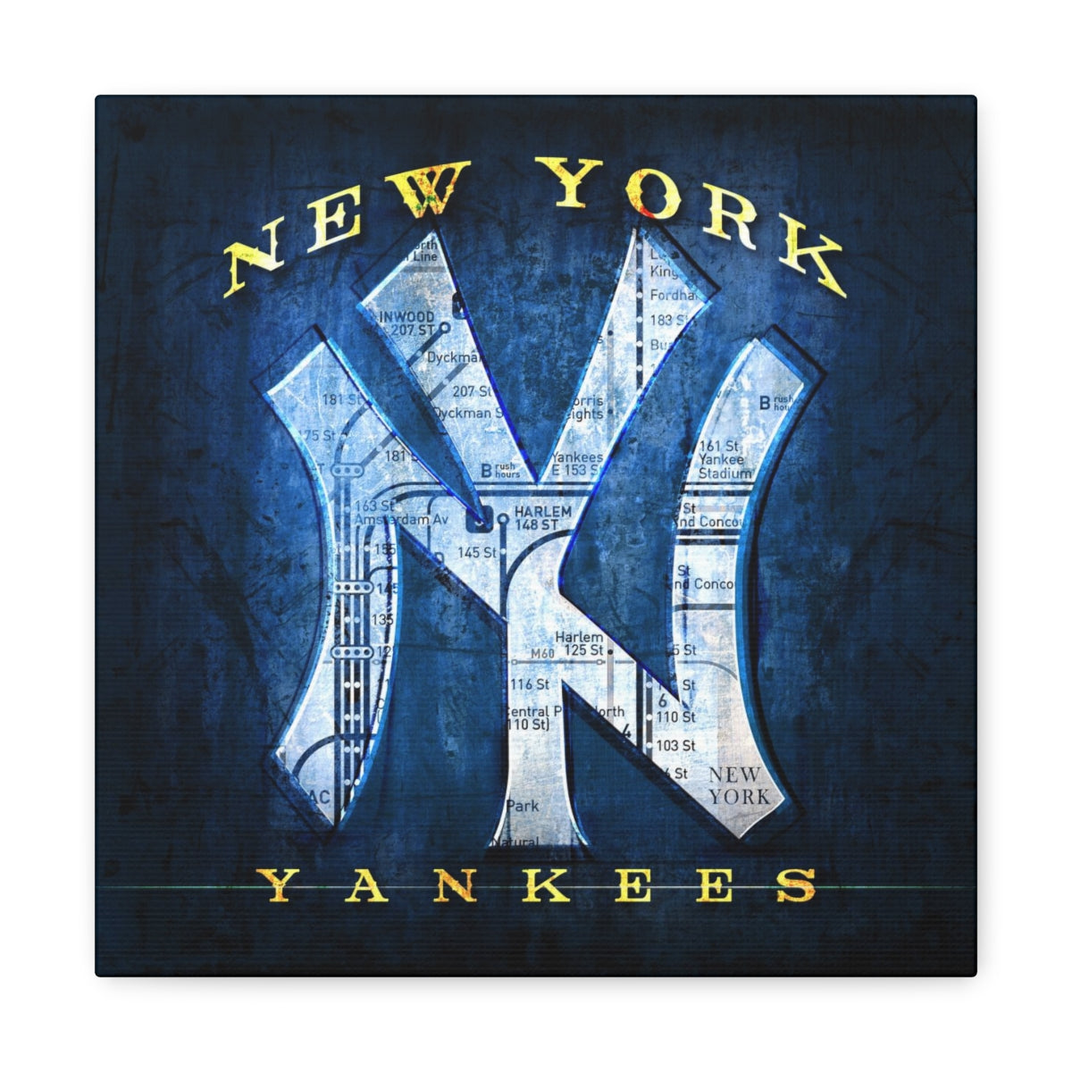 New York Yankees Vintage Canvas Map | NY Subway Map