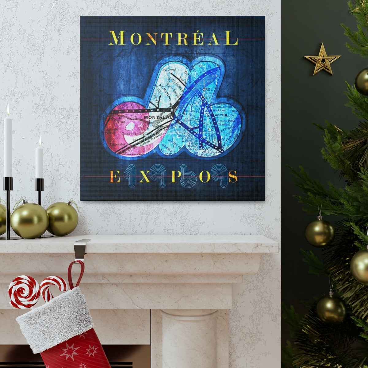 Montreal Expos Vintage Canvas Map