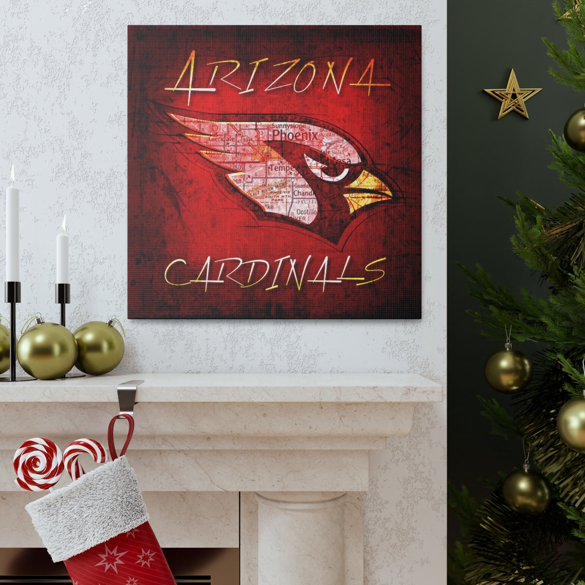 Arizona Cardinals Vintage Canvas Map