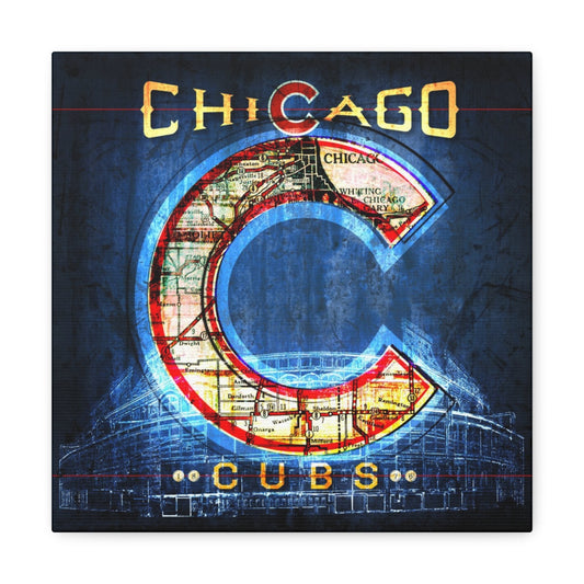 Chicago Cubs Vintage Canvas Map