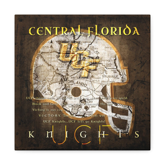 UCF Knights Vintage Canvas Map | Fight Song Lyrics