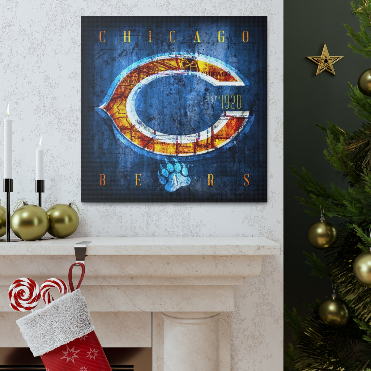 Chicago Bears Vintage Canvas Map