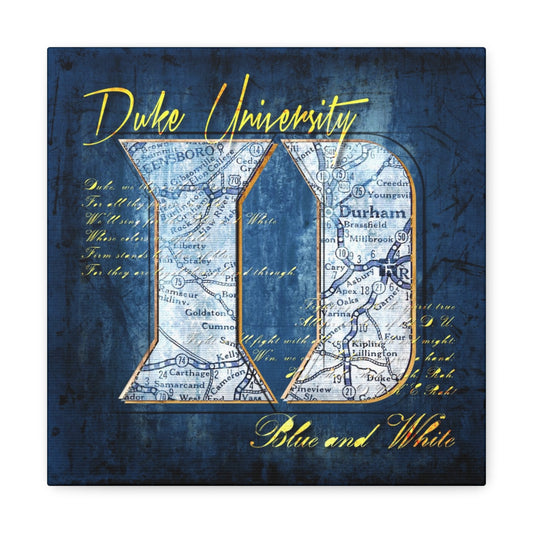 Duke University Vintage Canvas Map | Fight Song Lyrics