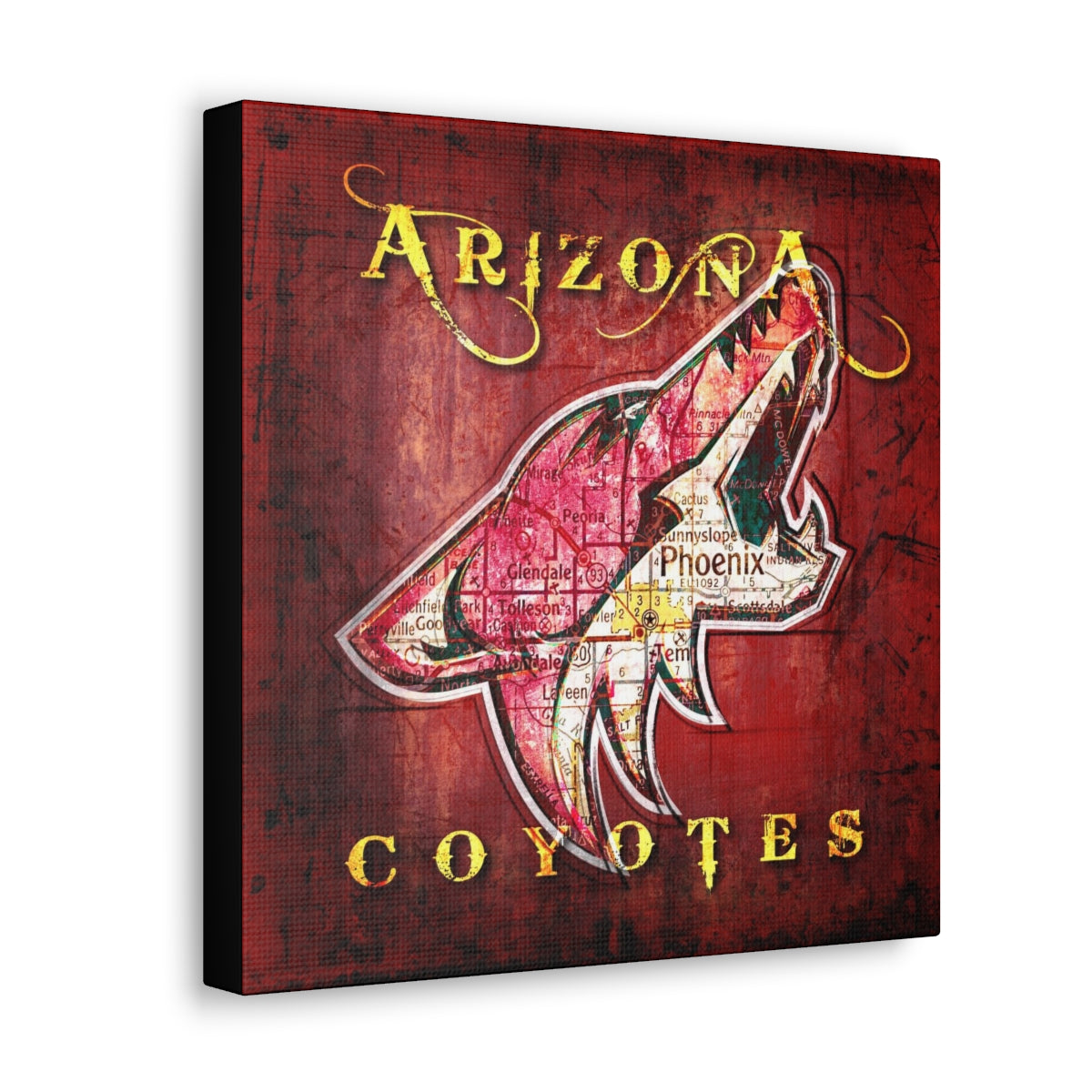 Arizona Coyotes Vintage Canvas Map