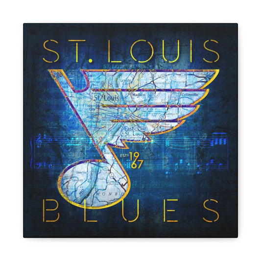 St. Louis Blues Vintage Canvas Map