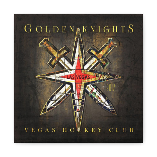Vegas Golden Knights Vintage Canvas Map | Crossed Swords