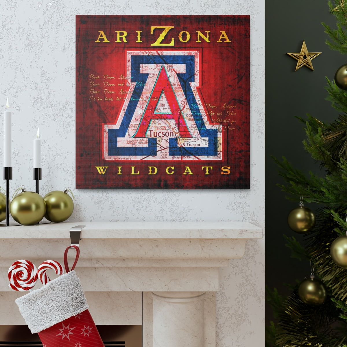 Arizona Wildcats Vintage Canvas Map | Fight Song Lyrics