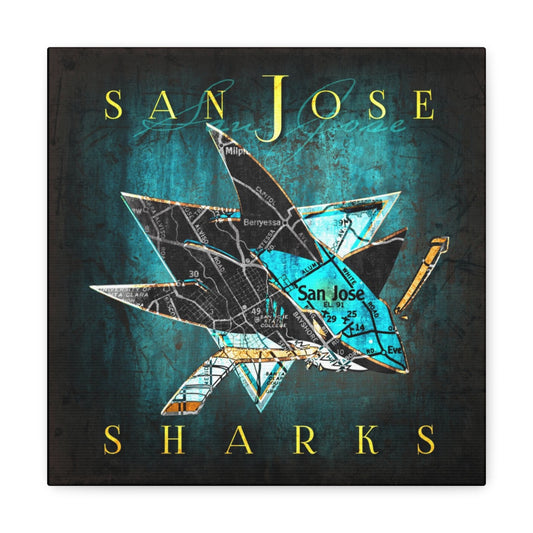 San Jose Sharks Vintage Canvas Map