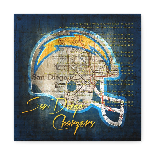 San Diego Chargers Vintage Canvas Map