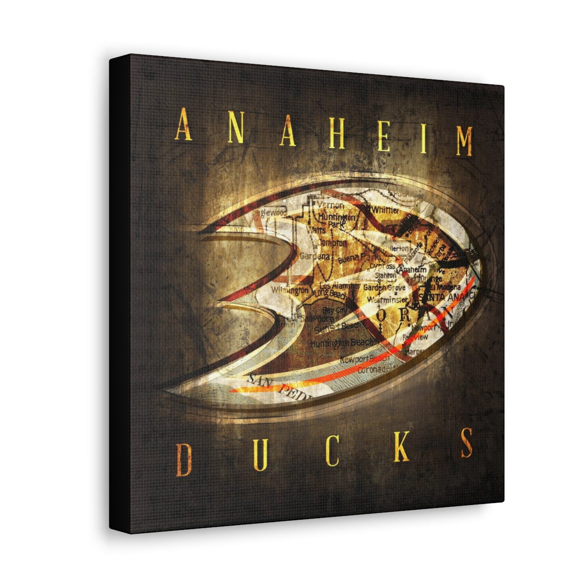 Anaheim Ducks Vintage Canvas Map