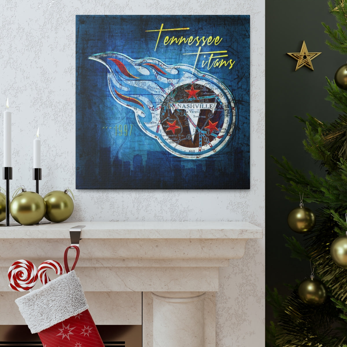 Tennessee Titans Vintage Canvas Map