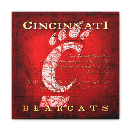 Cincinnati Bearcats Vintage Canvas Map | Fight Song Lyrics