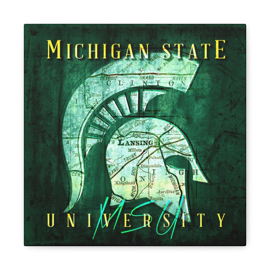 Michigan State Spartans Vintage Canvas Map