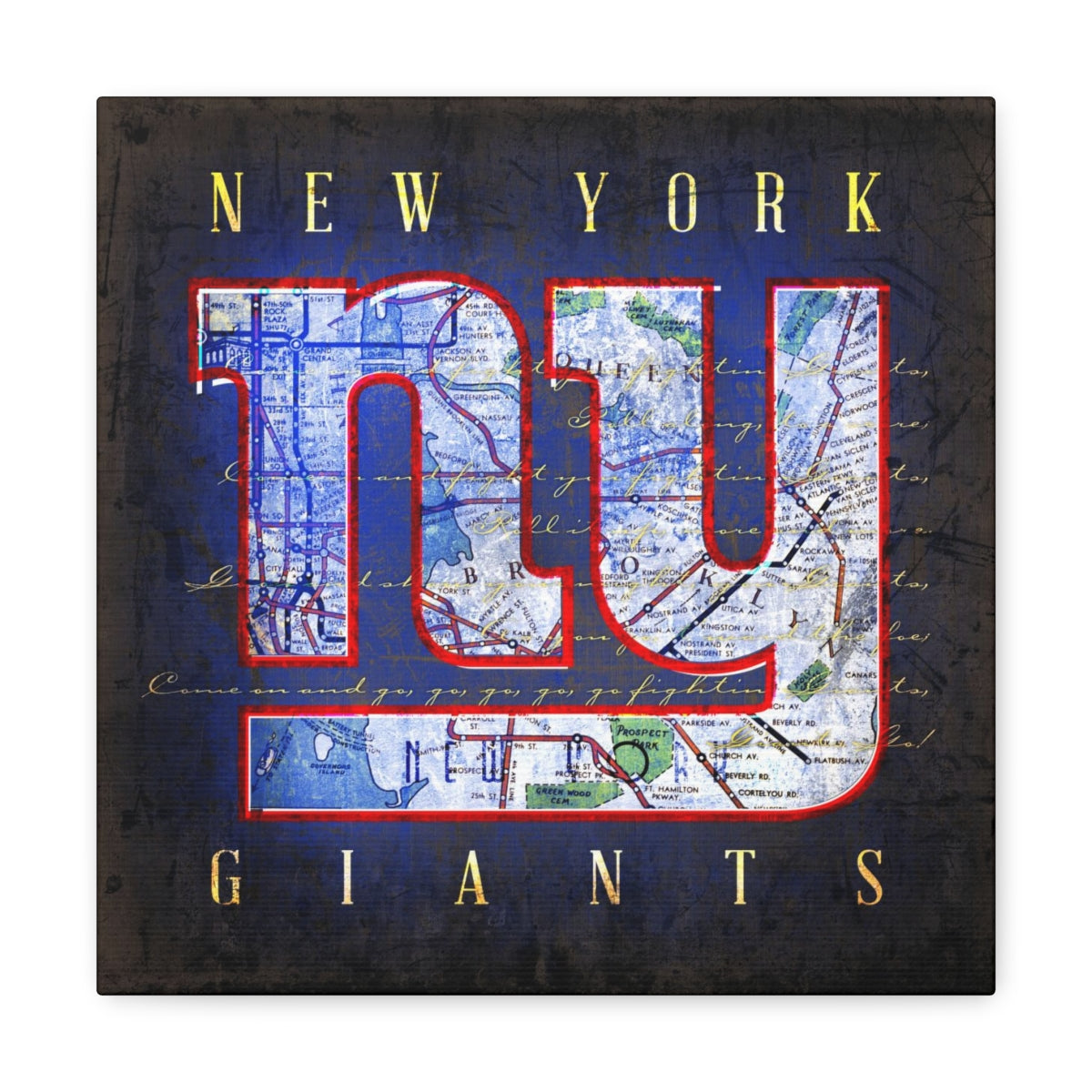 New York Giants Vintage Canvas Map