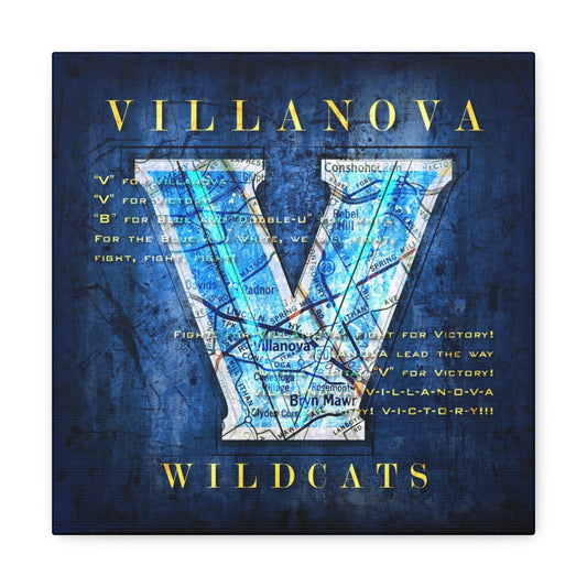 Villanova Wildcats Vintage Canvas Map | Fight Song Lyrics