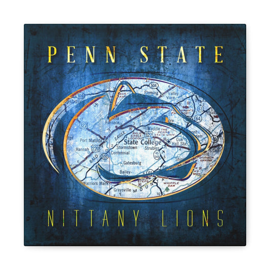 Penn State Nittany Lions Vintage Canvas Map