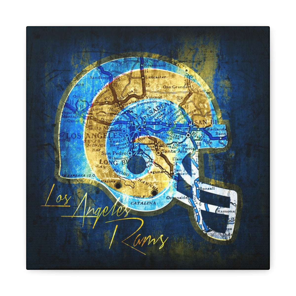 La Rams Bit Map Los Angeles Rams Vintage Canvas Map – Retro League Art