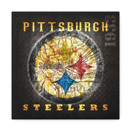 Pittsburgh Steelers Vintage Canvas Map