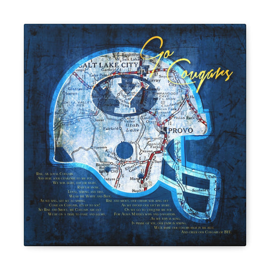 BYU Cougars Vintage Canvas Map | Fight Song Lyrics