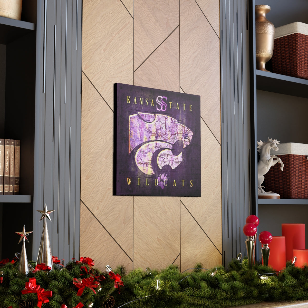 Kansas State Wildcats Vintage Canvas Map