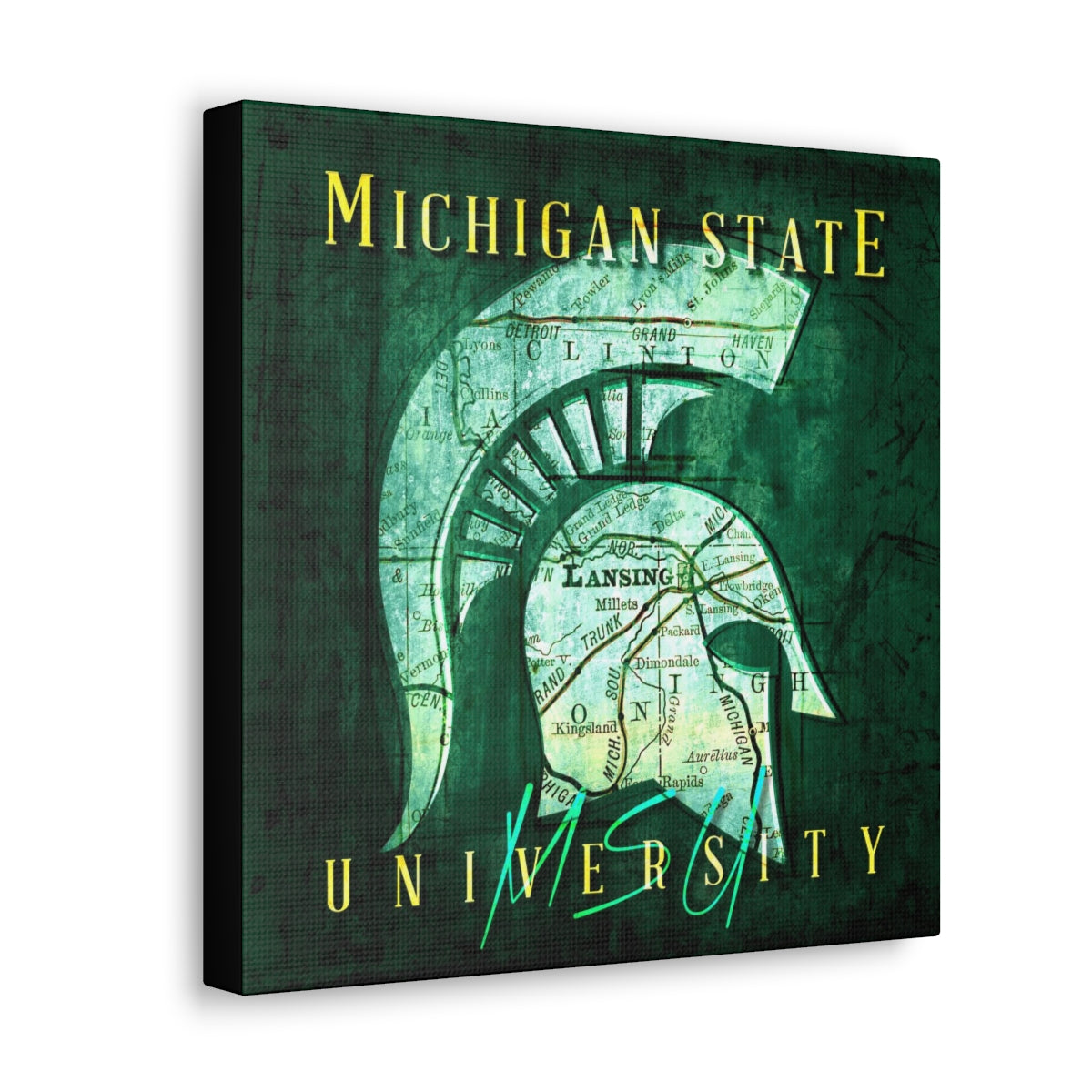 Michigan State Spartans Vintage Canvas Map