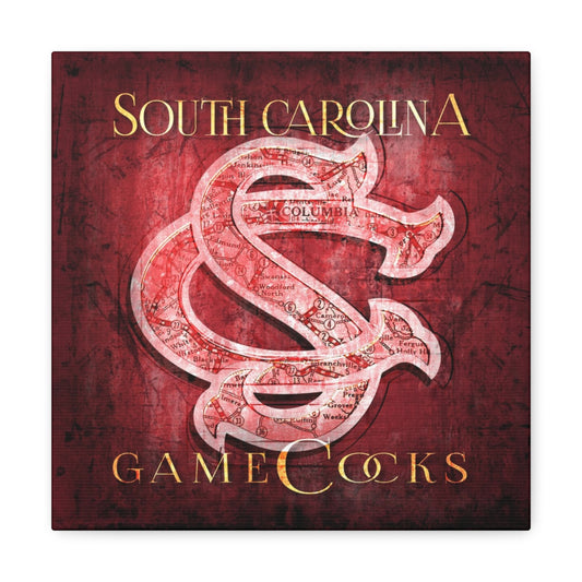 South Carolina Gamecocks Vintage Canvas Map