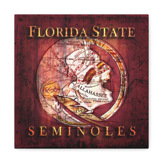 Florida State Seminoles Vintage Canvas Map