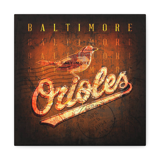 Baltimore Orioles Vintage Canvas Map