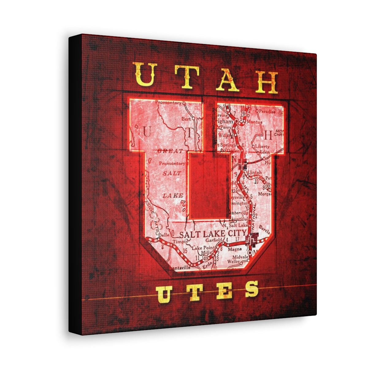 Utah Utes Vintage Canvas Map