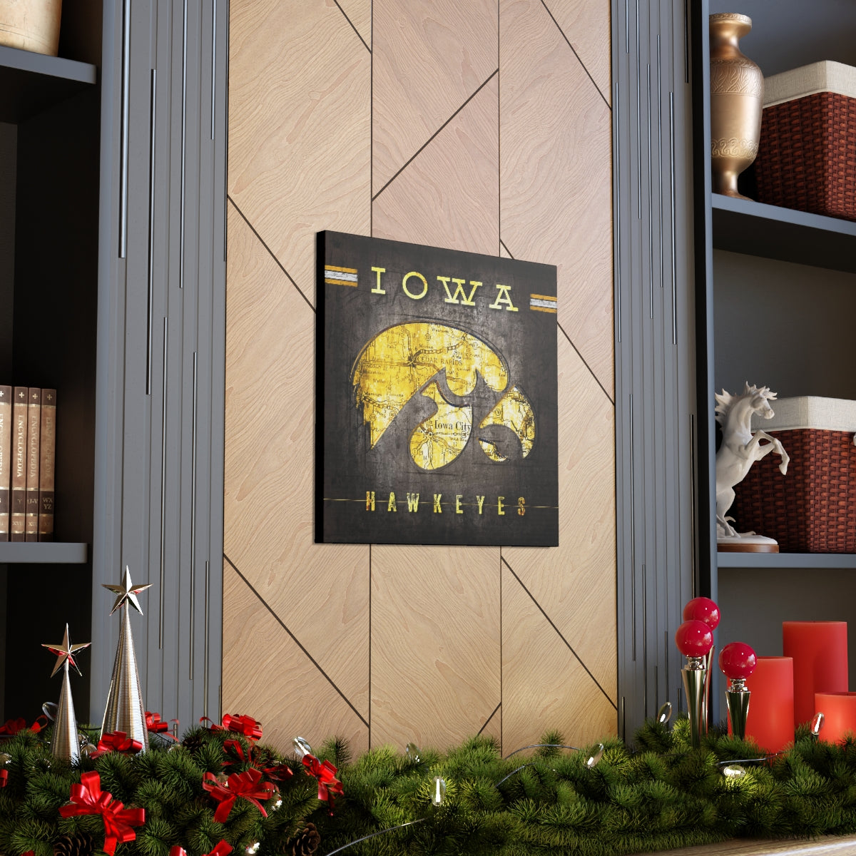 Iowa Hawkeyes Vintage Canvas Map