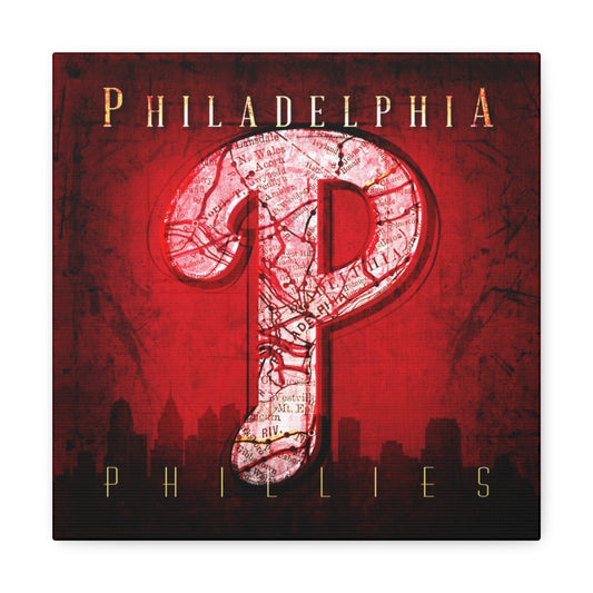 Philadelphia Phillies Vintage Canvas Map
