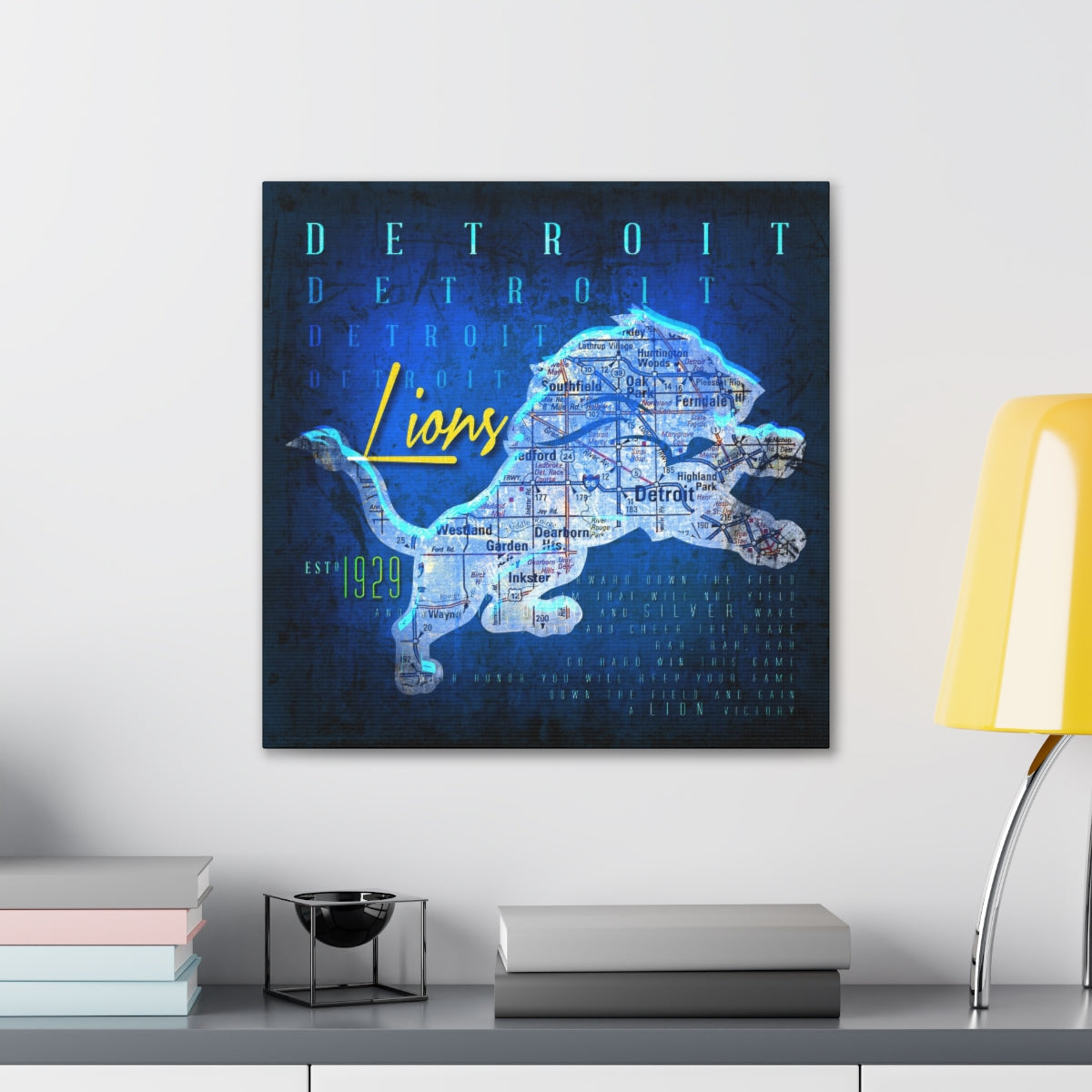 Detroit Lions Vintage Canvas Map