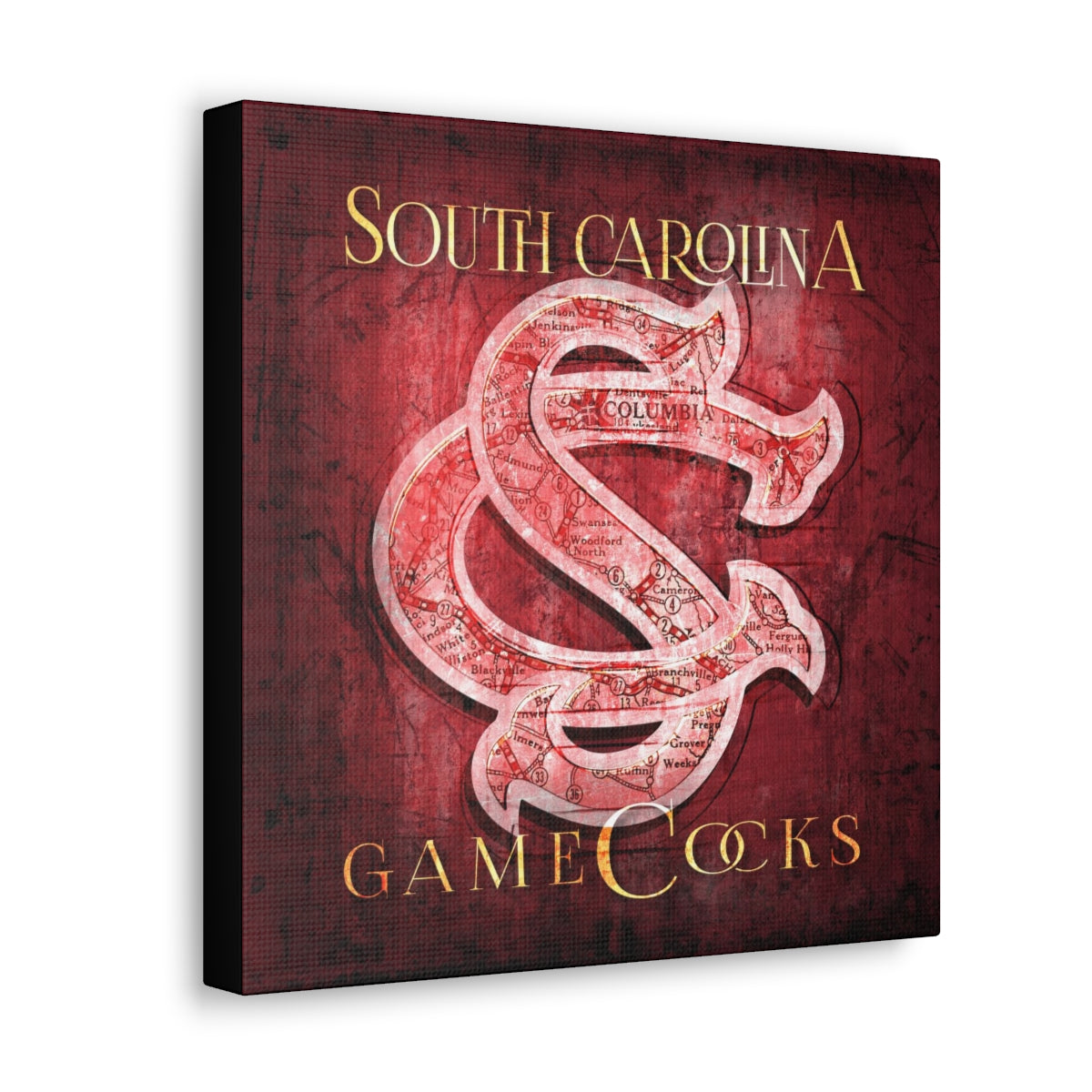 South Carolina Gamecocks Vintage Canvas Map