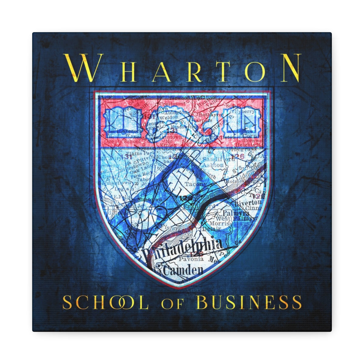 Wharton School of Business Vintage Canvas Map