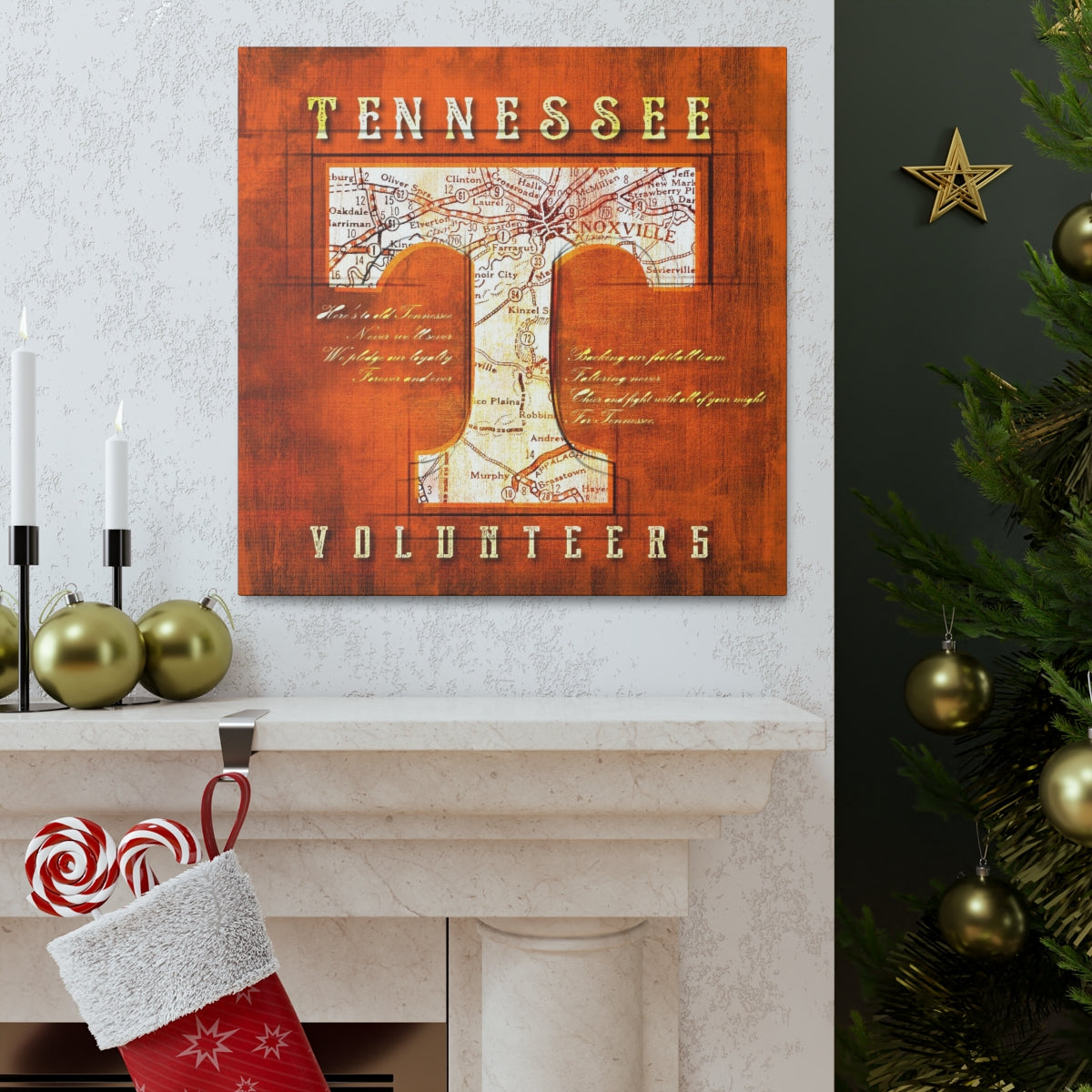 Tennessee Volunteers Vintage Canvas Map | Fight Song Lyrics