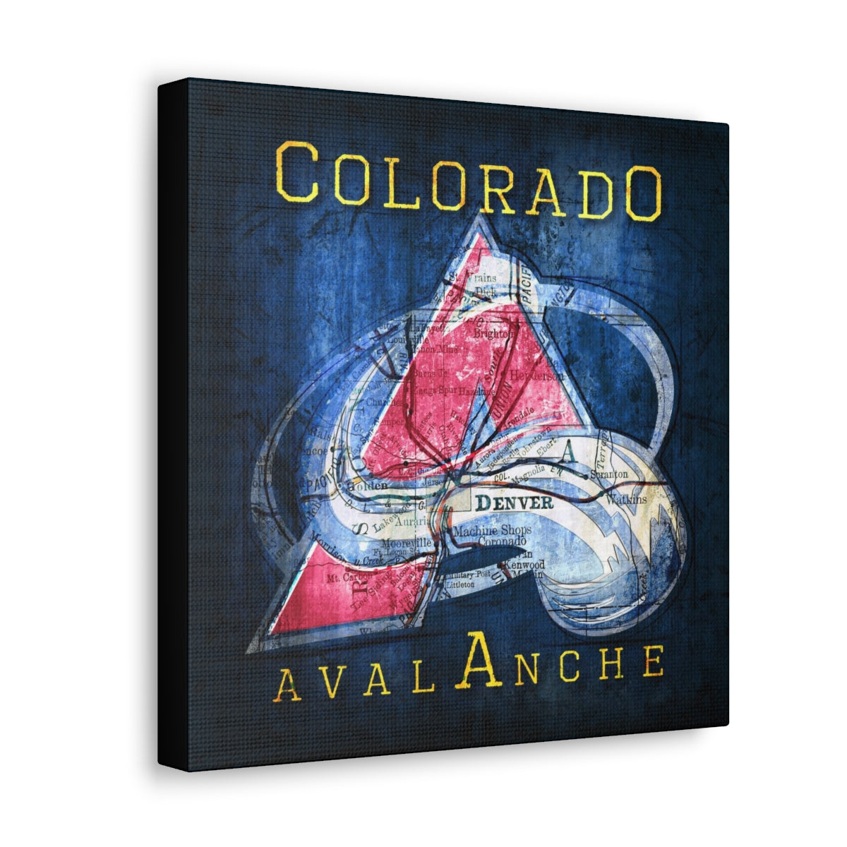 Colorado Avalanche Vintage Canvas Map