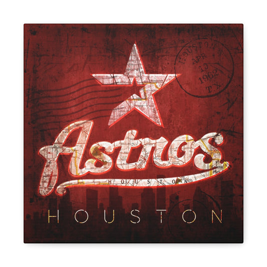 Houston Astros Vintage Canvas Map | Throwback Script