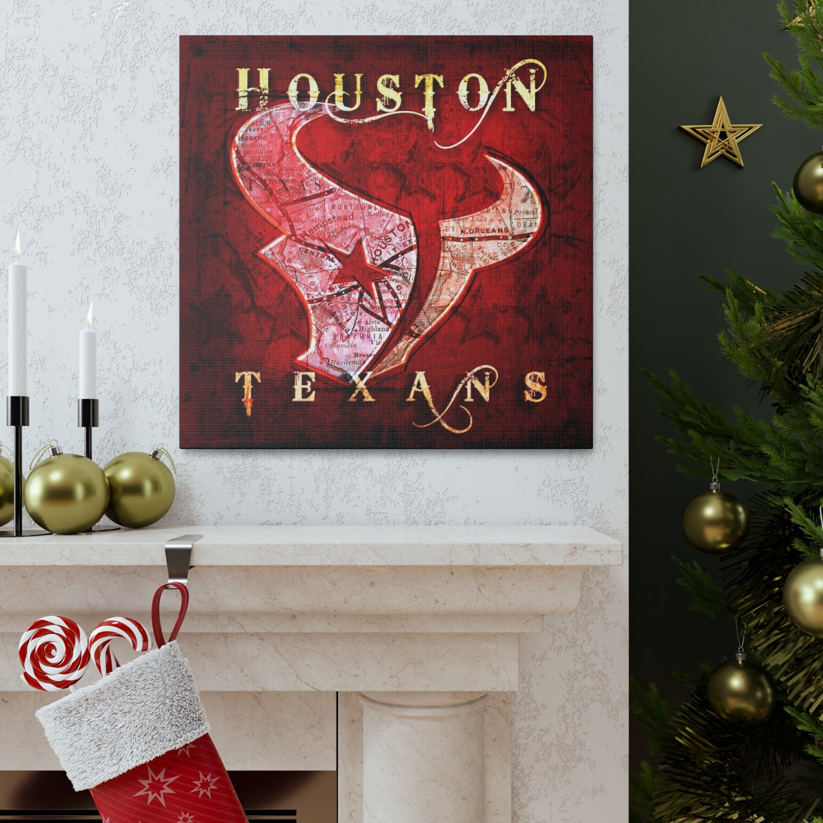 Houston Texans Vintage Canvas Map