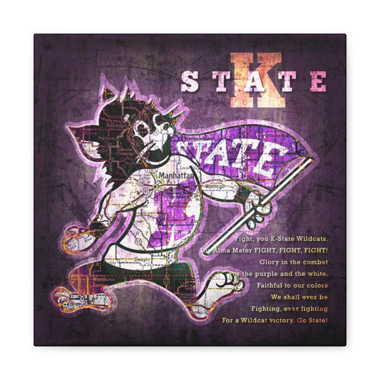 Kansas State Wildcats Vintage Canvas Map | Fight Song Lyrics