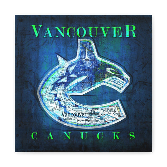 Vancouver Canucks Vintage Canvas Map