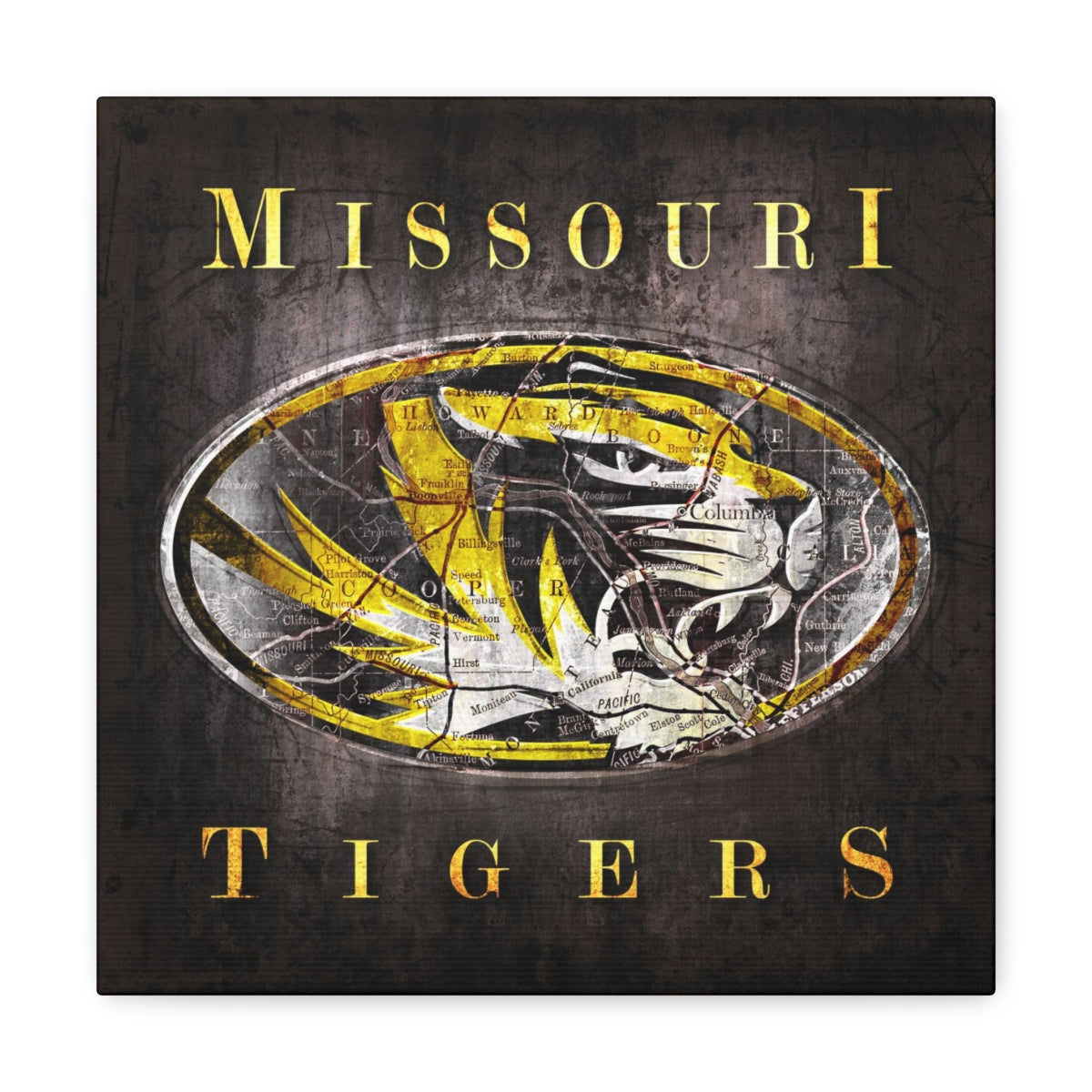 Missouri Tigers Vintage Canvas Map