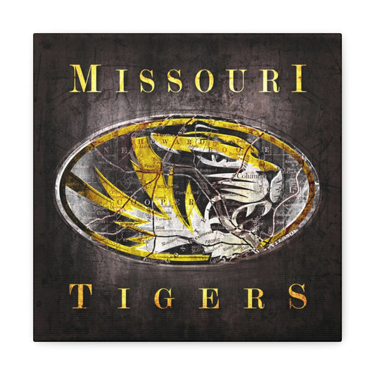 Missouri Tigers Vintage Canvas Map