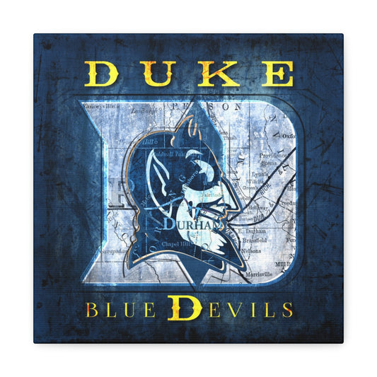 Duke Blue Devils Vintage Canvas Map