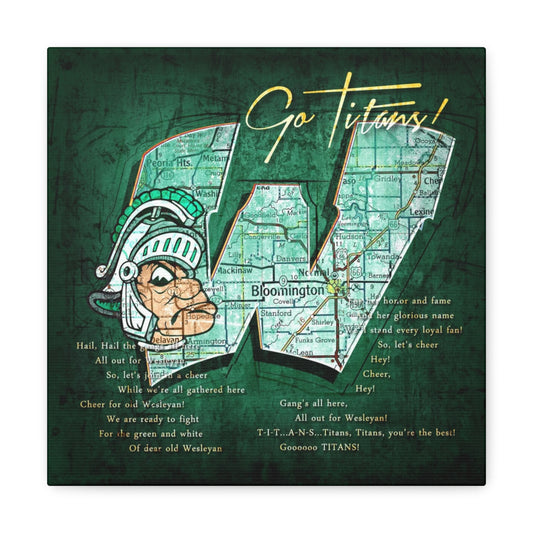 Illinois Wesleyan Titans Vintage Canvas Map | Fight Song Lyrics