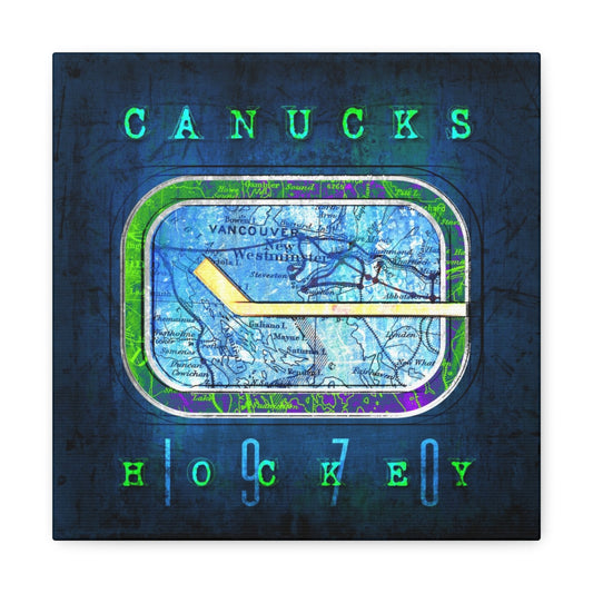 Vancouver Canucks Vintage Canvas Map | Stick in Rink