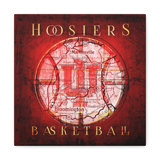 Indiana Hoosiers Basketball Vintage Canvas Map