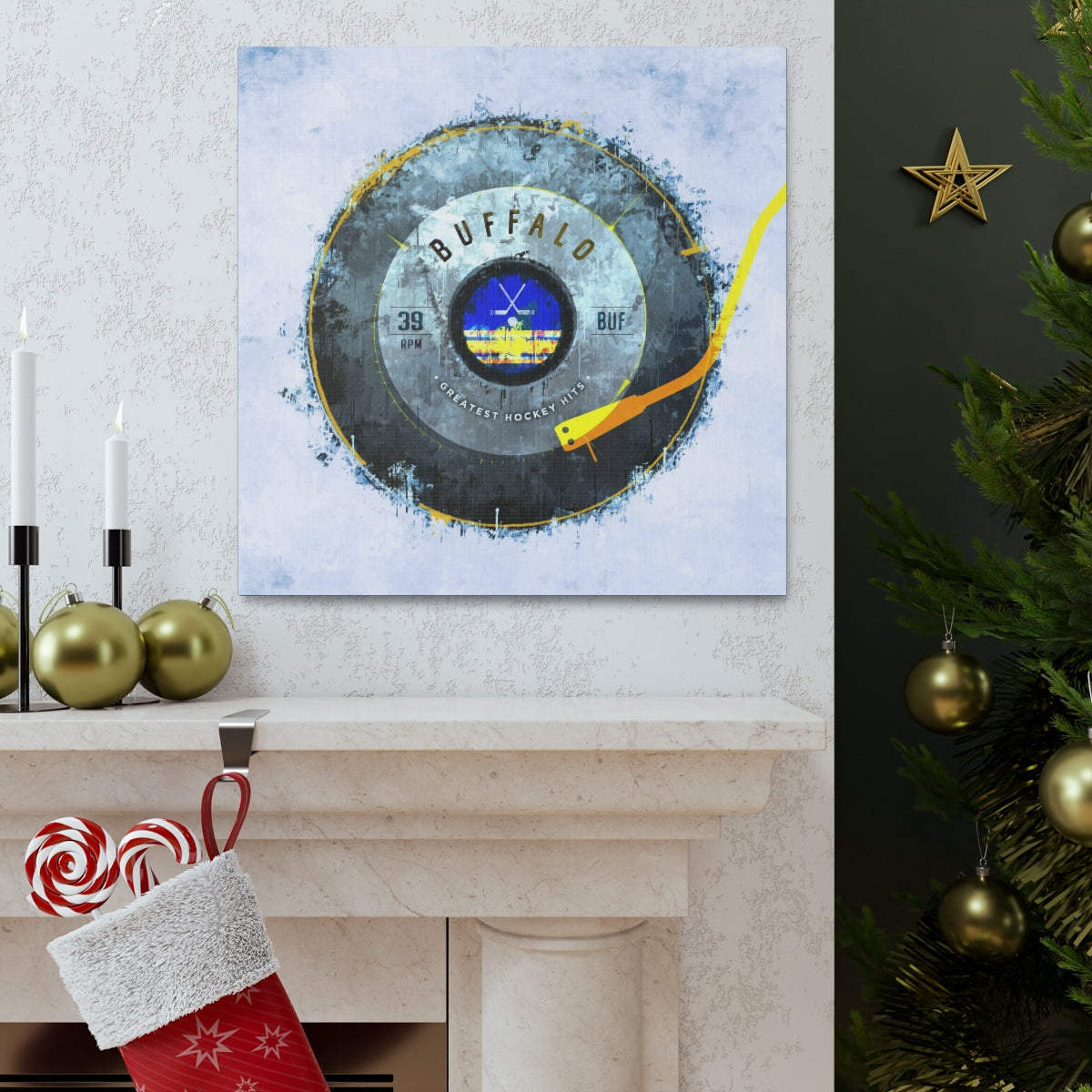 Buffalo Sabres Hockey Puck Turntable Canvas Art