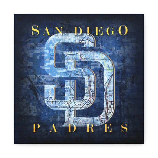 San Diego Padres Vintage Canvas Map