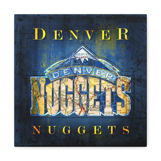 Denver Nuggets Vintage Canvas Map